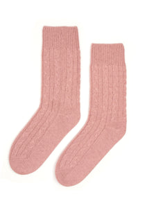 Cashmere Cable Socks in Petal
