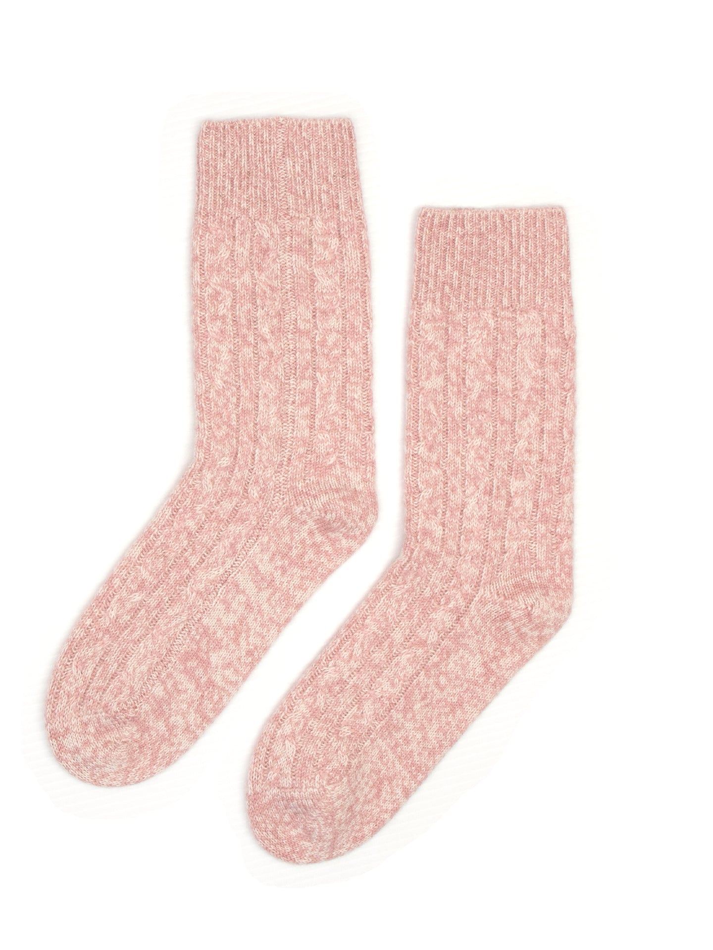 Cashmere Cable Socks in Veneta Pink Melange