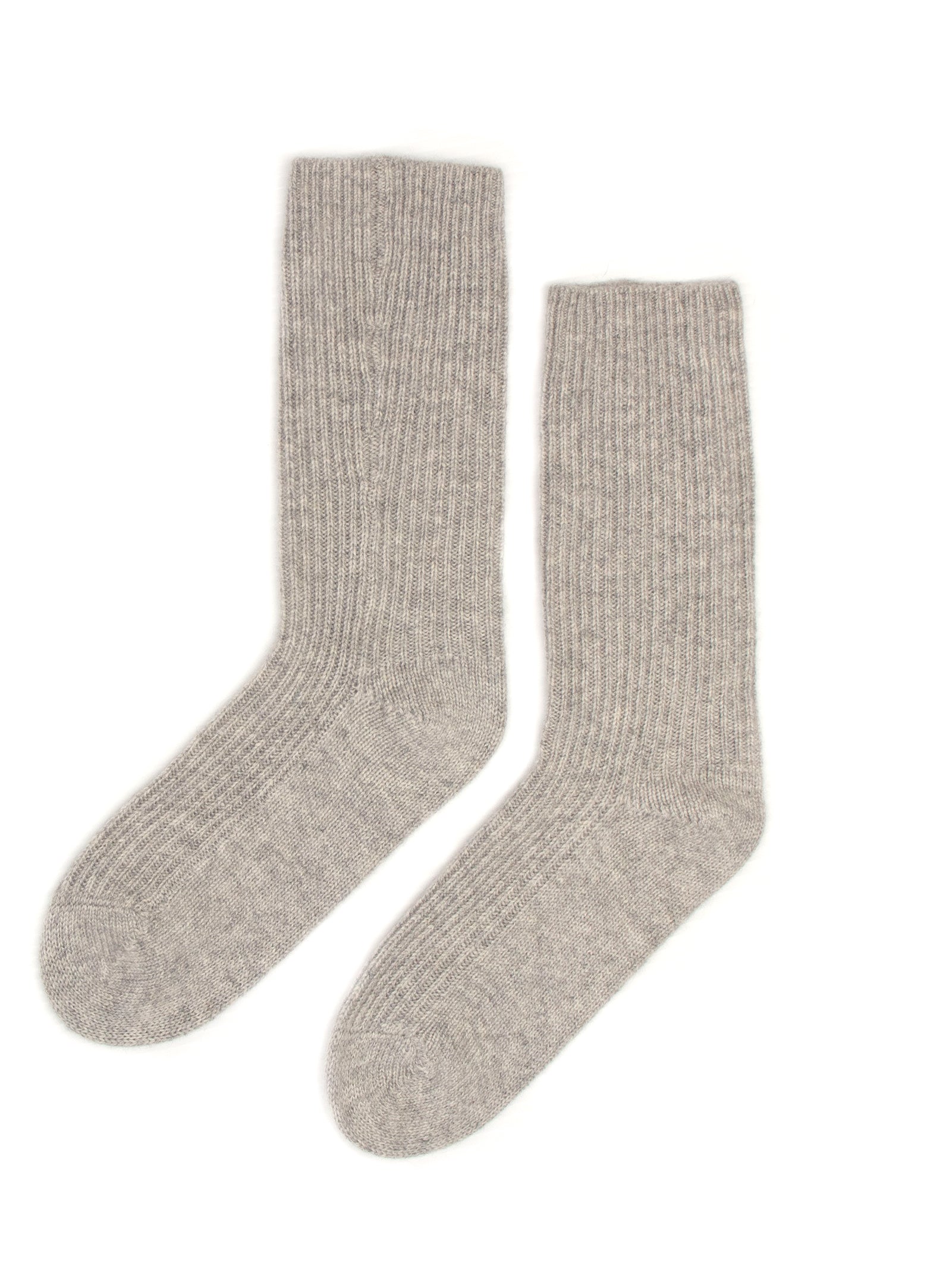 Cashmere Rib Socks in Grey Marl