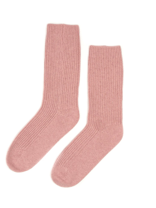 Cashmere Rib Socks in Pink