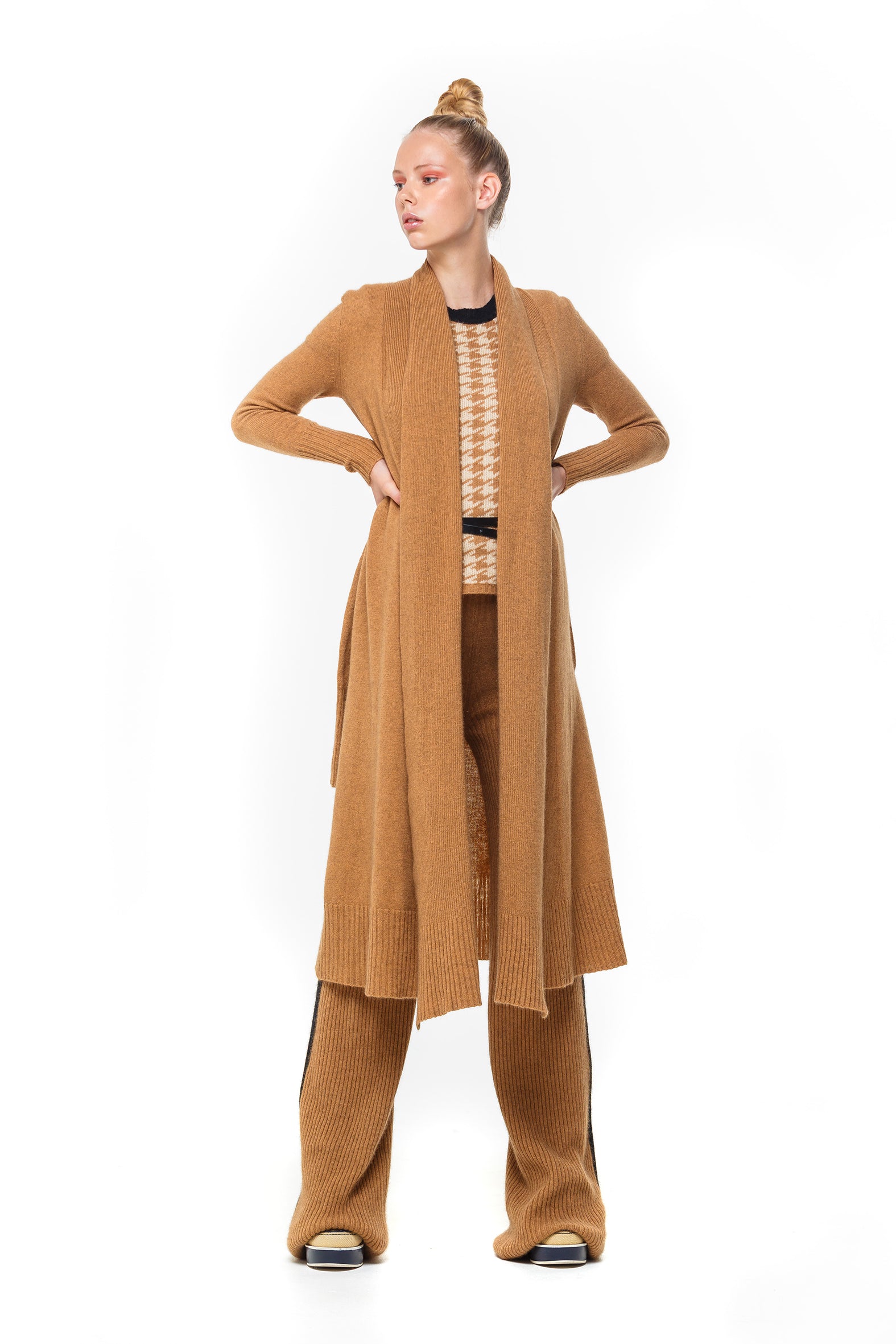 Long Cardigan in Camel