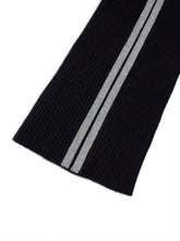 Possum Silk Merino Racing Stripe Knit Pants in Black and Grey
