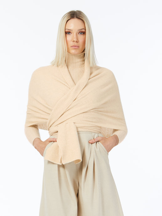 Cashmere Possum Sarus Wrap in Oatmeal