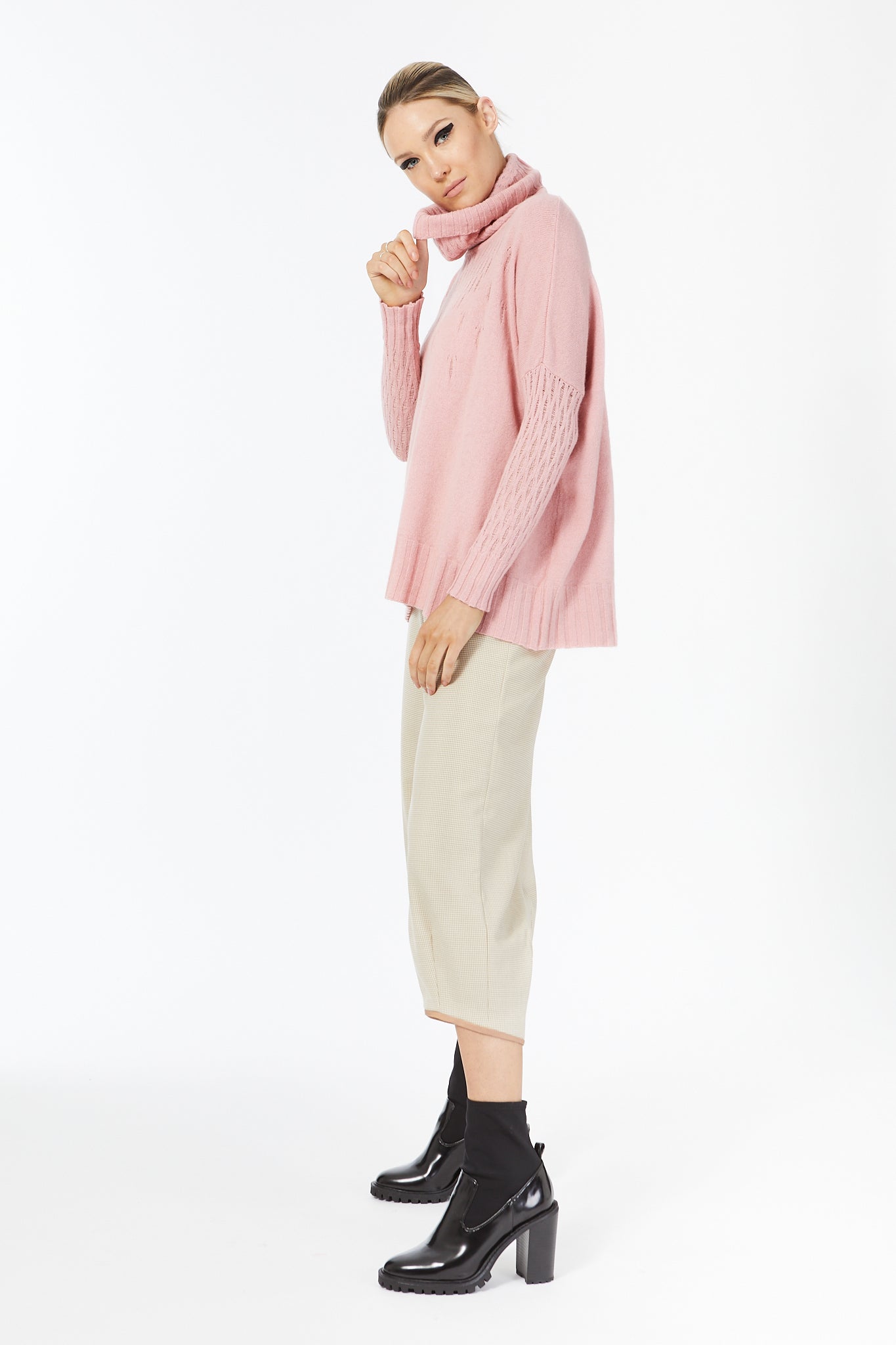 POSSUM SILK MERINO LACE TUNIC in Pearl