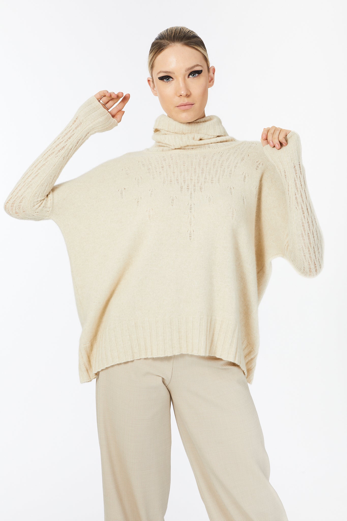 POSSUM SILK MERINO LACE TUNIC in Ivory