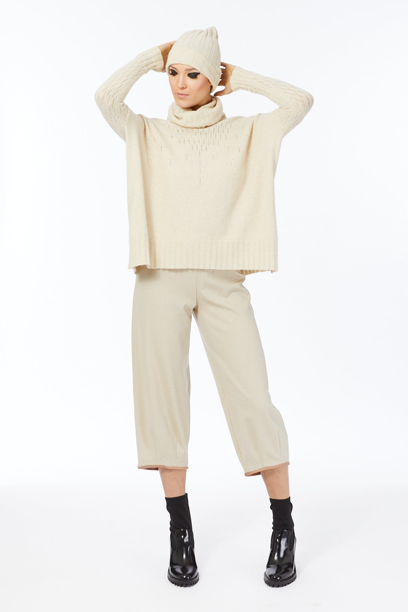 POSSUM SILK MERINO LACE TUNIC in Ivory