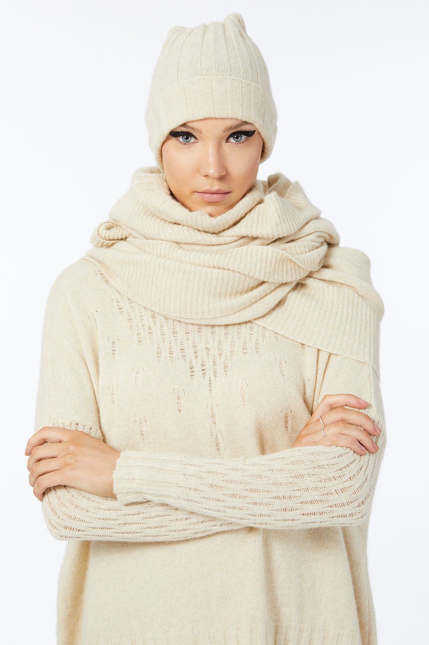 POSSUM SILK MERINO LACE TUNIC in Ivory