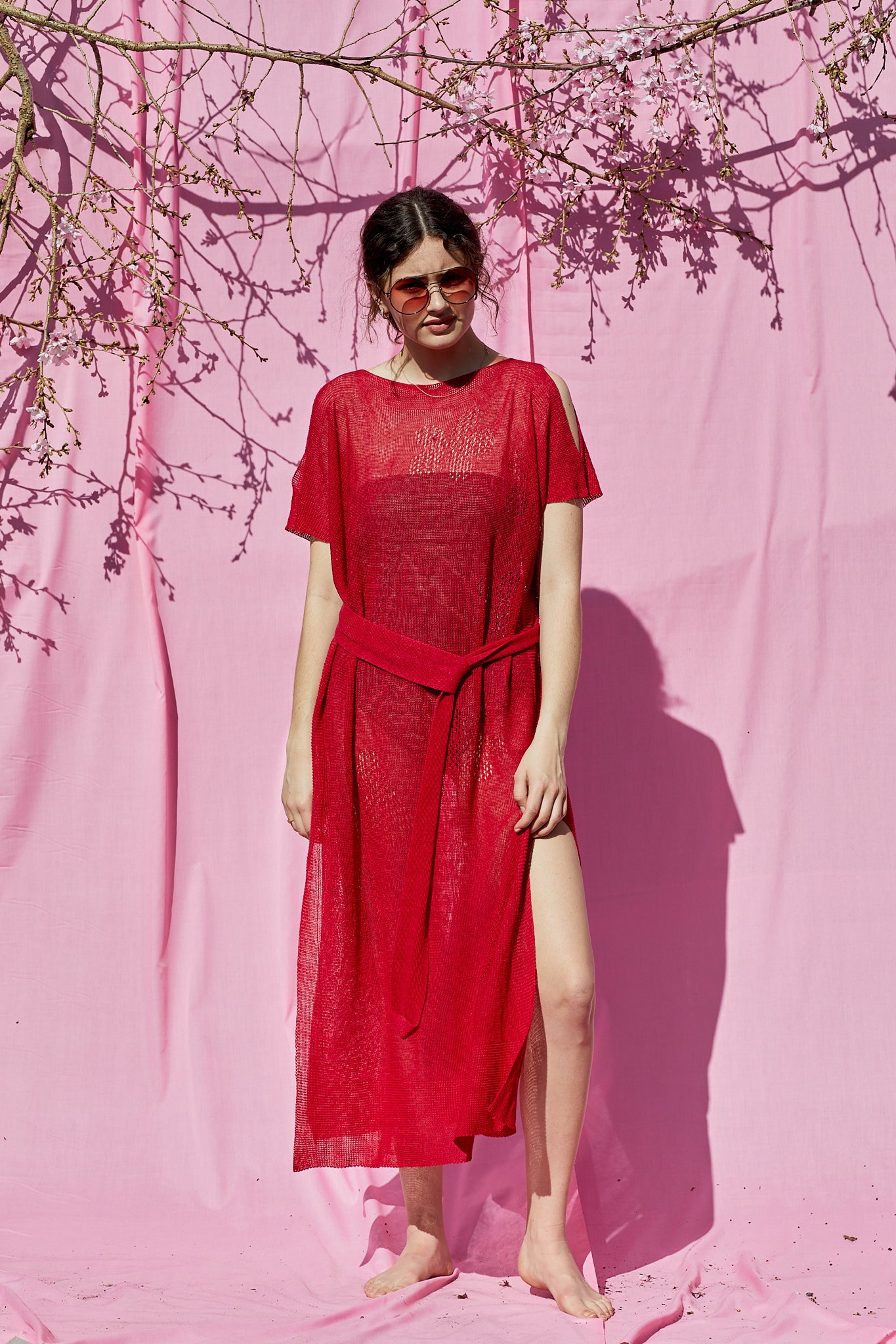 Linen Knit Flower Tunic