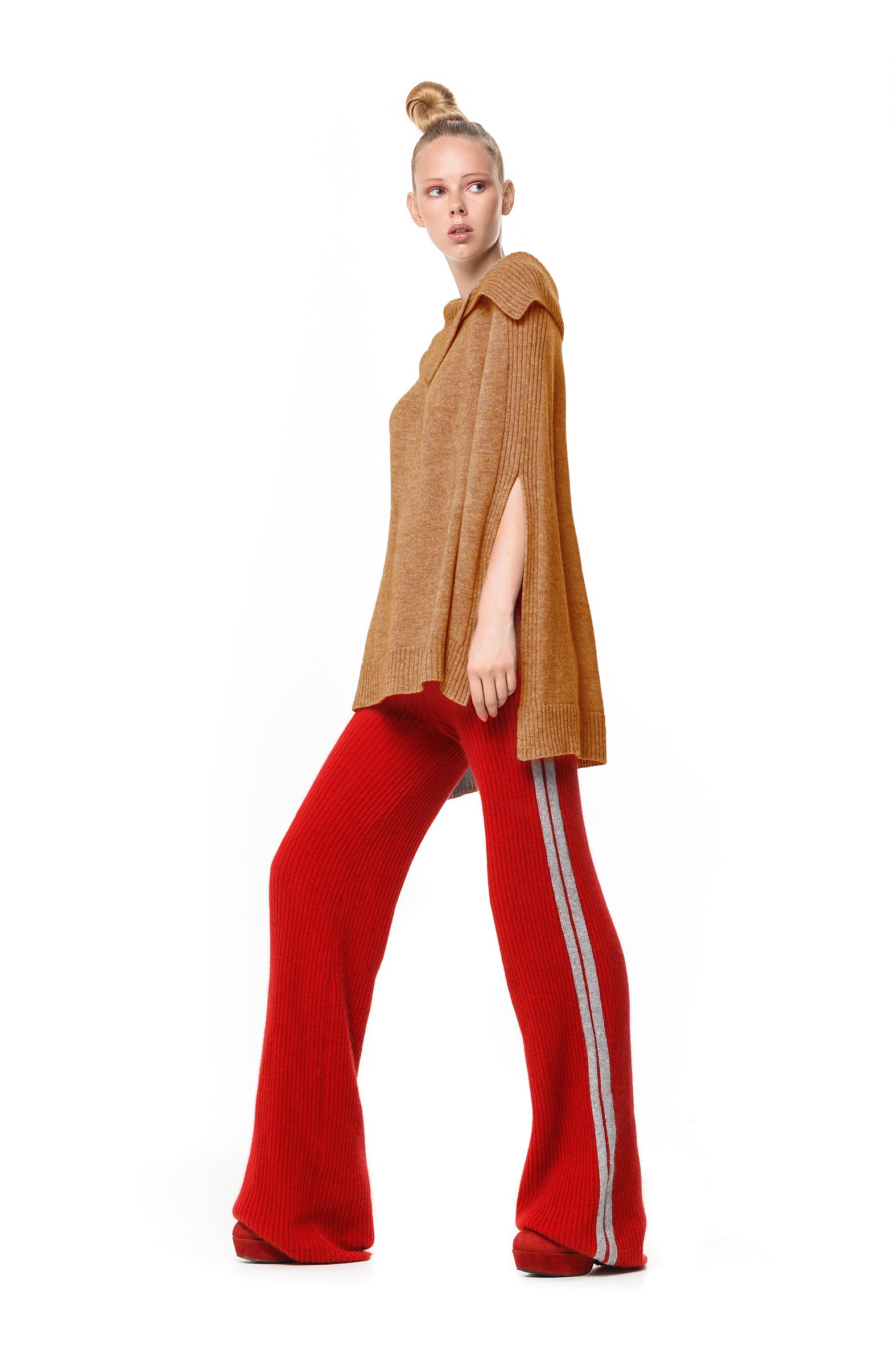 Possum Silk Merino Asymmetric Collar Cape in Camel