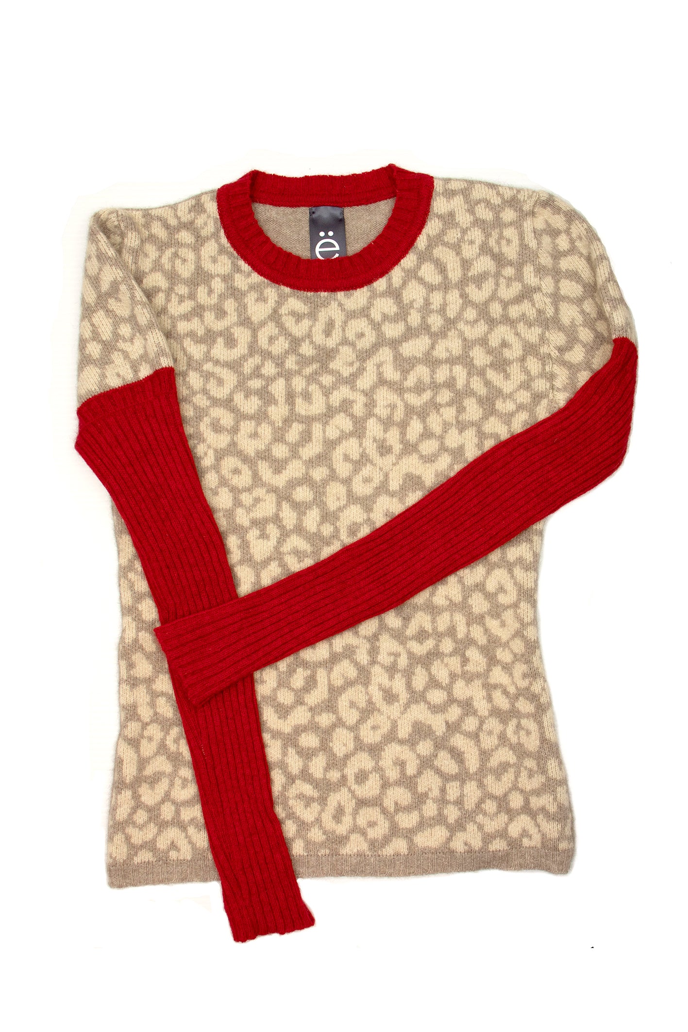 Chloe Leo Jumper in Beige/Ivory/Red