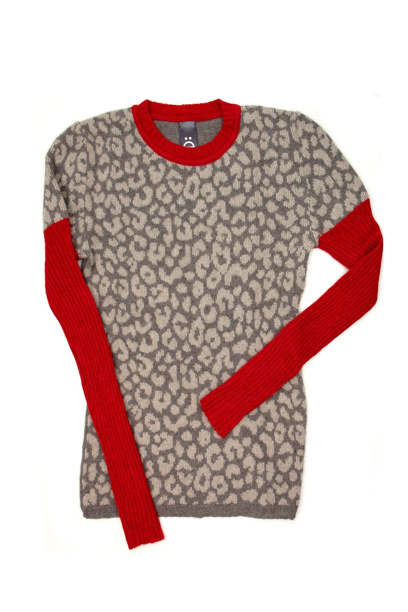 Chloe Leo Jumper in Pewter/Dove/Red