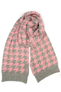 Possum Silk Merino Houndstooth Scarf in Grey Marl and Pearl