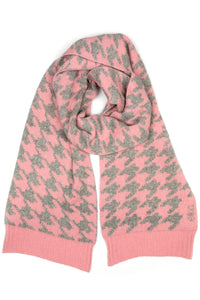 Possum Silk Merino Houndstooth Scarf in Pearl and Grey Marl
