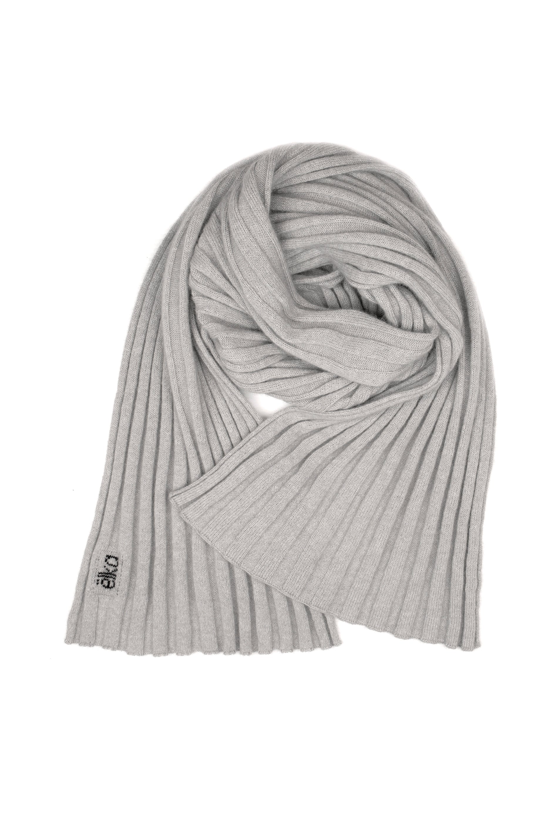 Cashmere Rib Scarf in Dove Grey